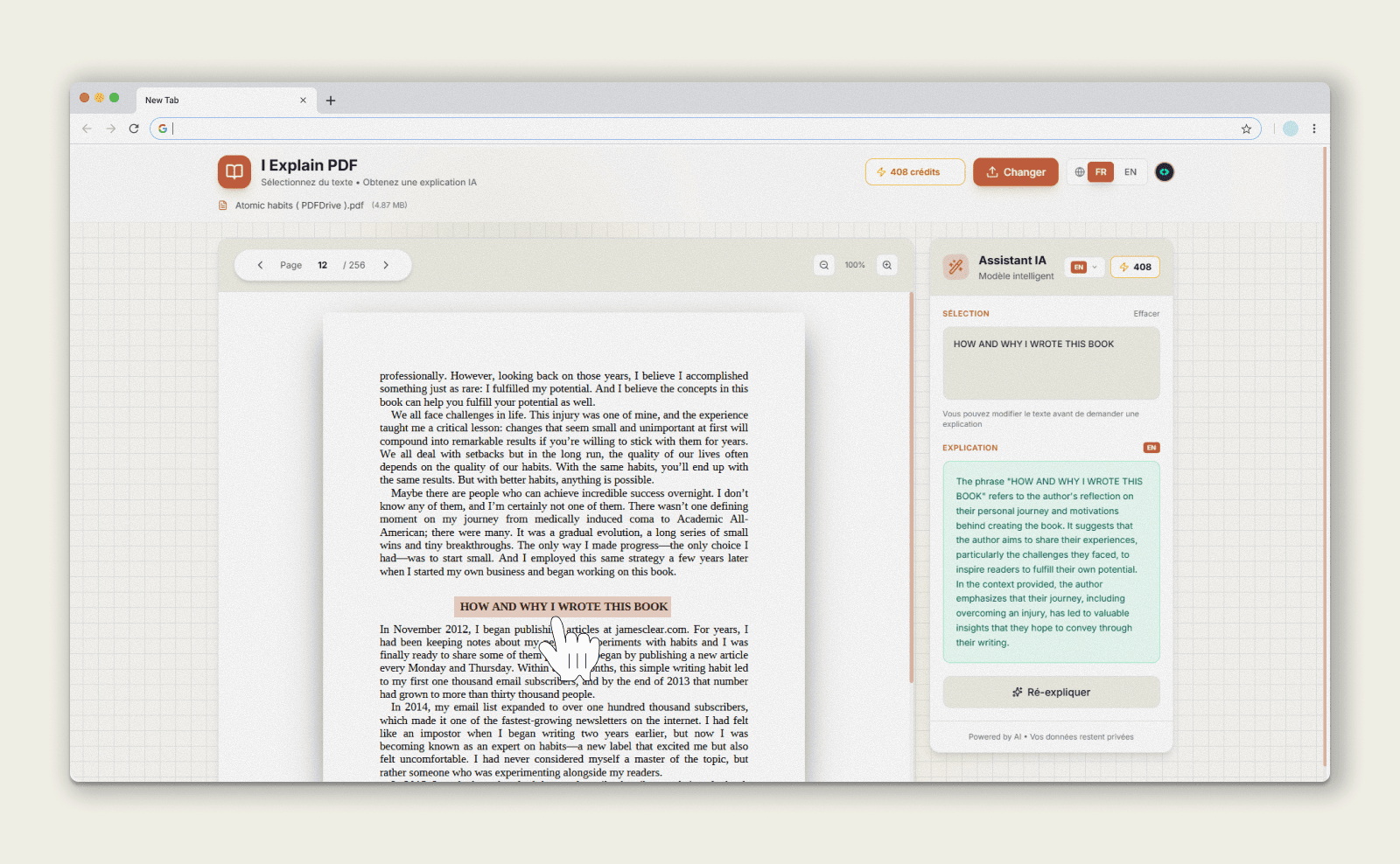 Aperçu de l'interface I Explain PDF